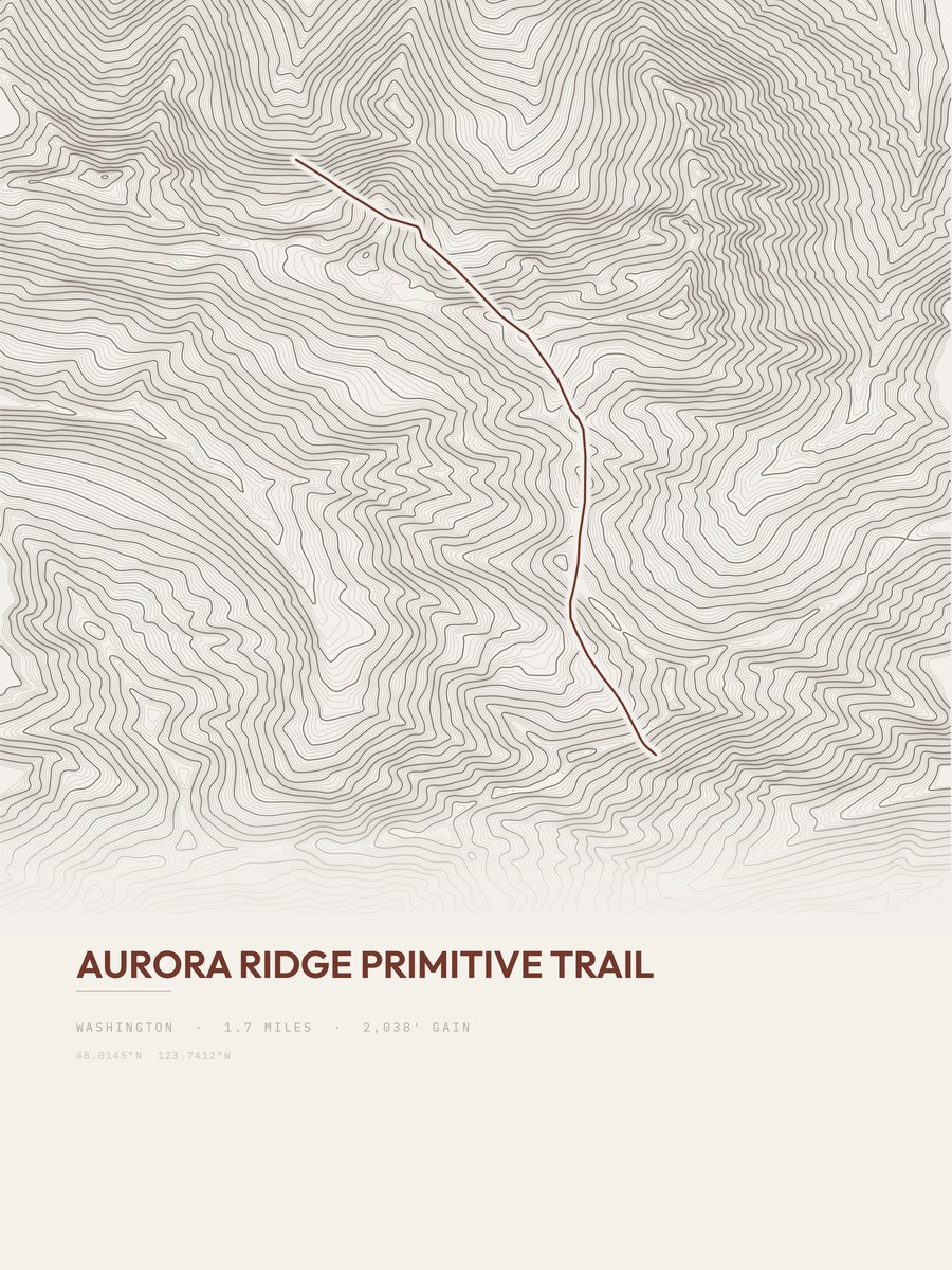 Aurora Ridge Primitive Trail Topographic print