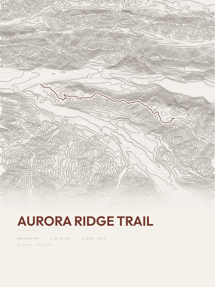 Aurora Ridge Trail topographic trail print
