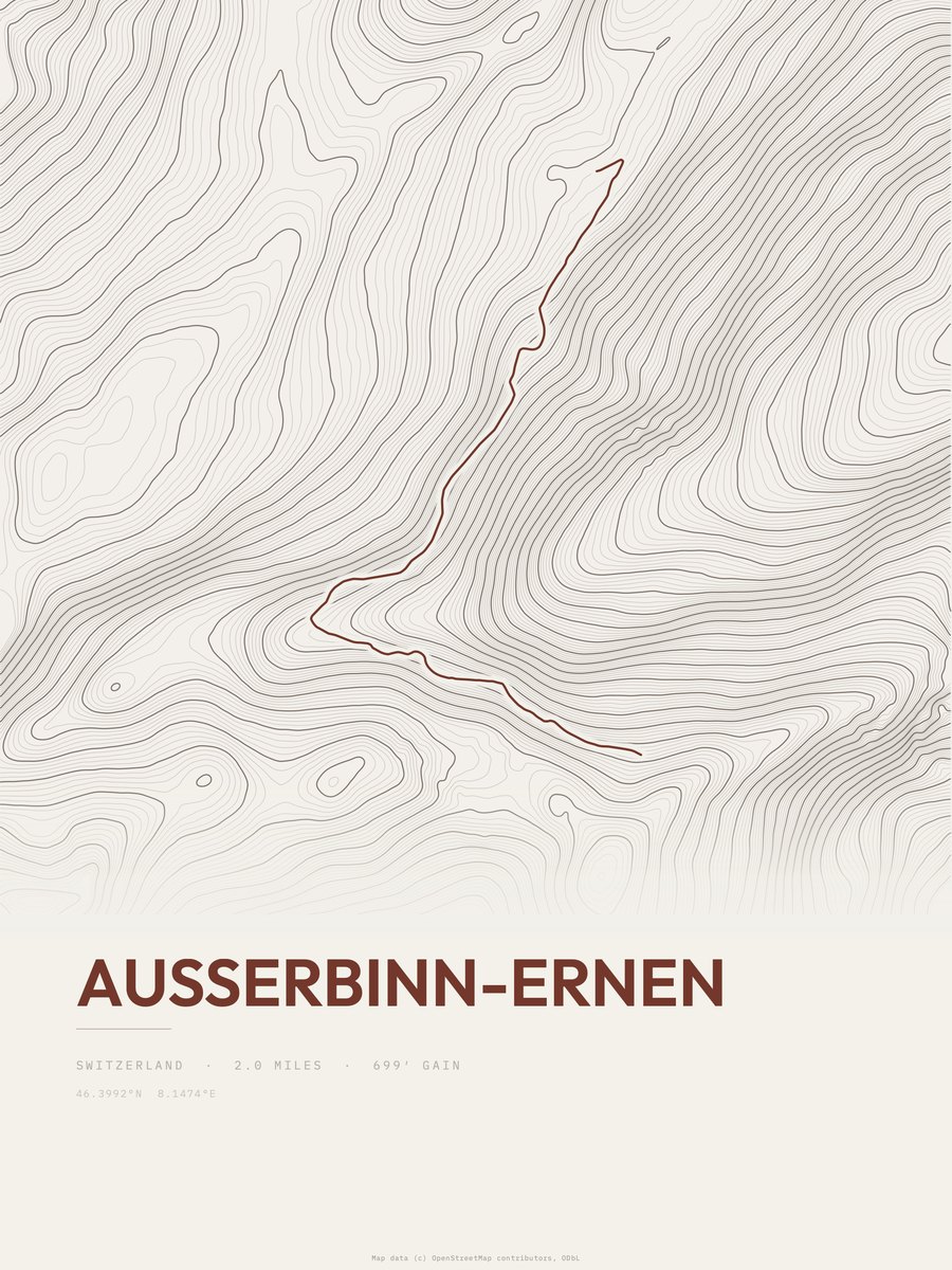 Ausserbinn-Ernen Topographic print