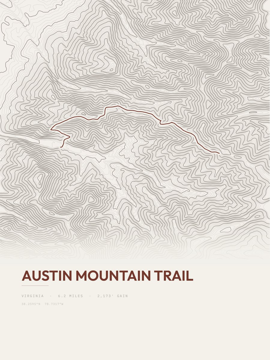 Austin Mountain Trail Topographic print