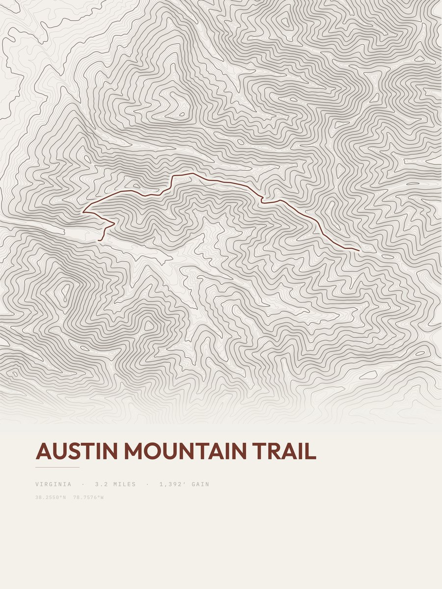 Austin Mountain Trail topographic trail print