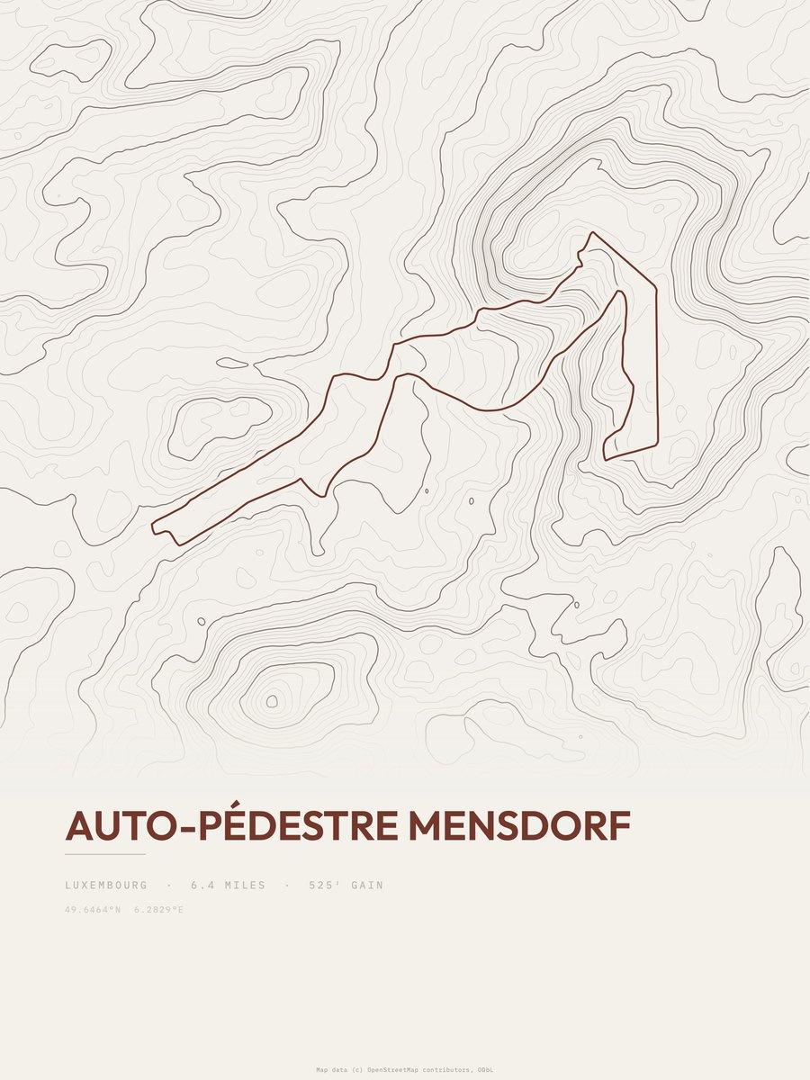 Auto-Pédestre Mensdorf topographic trail print