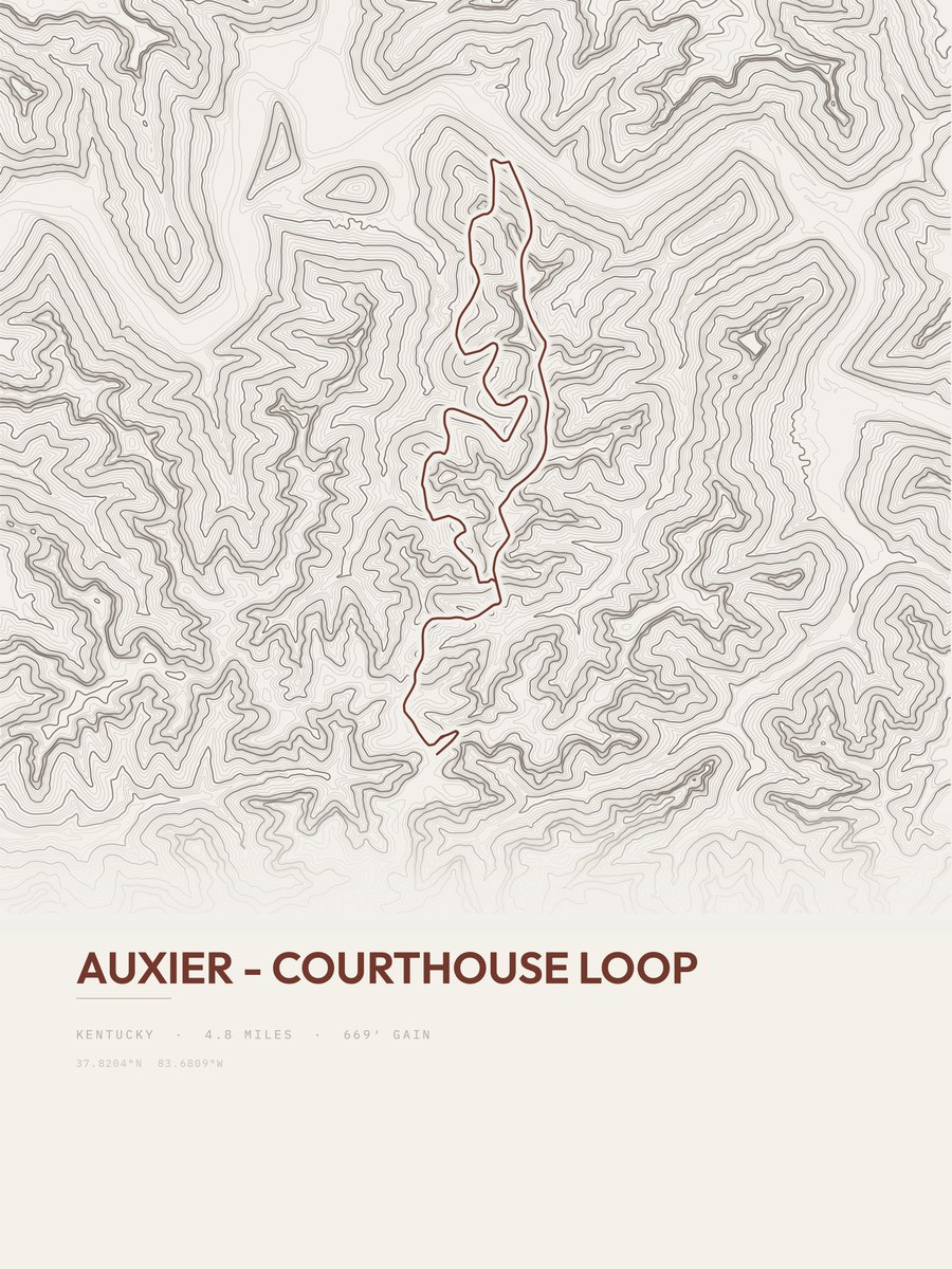 Auxier - Courthouse Loop Topographic print