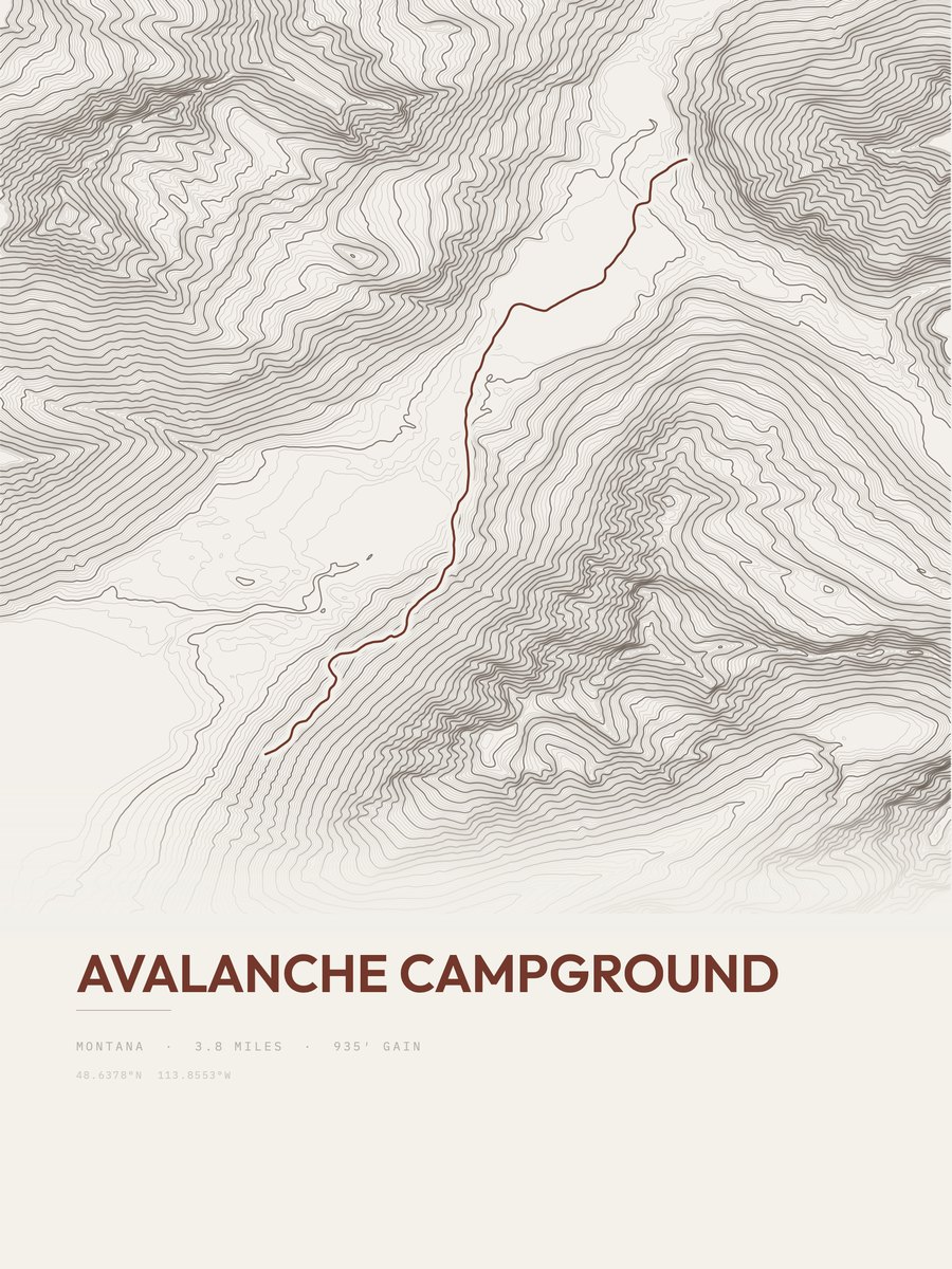 Avalanche Campground Topographic print