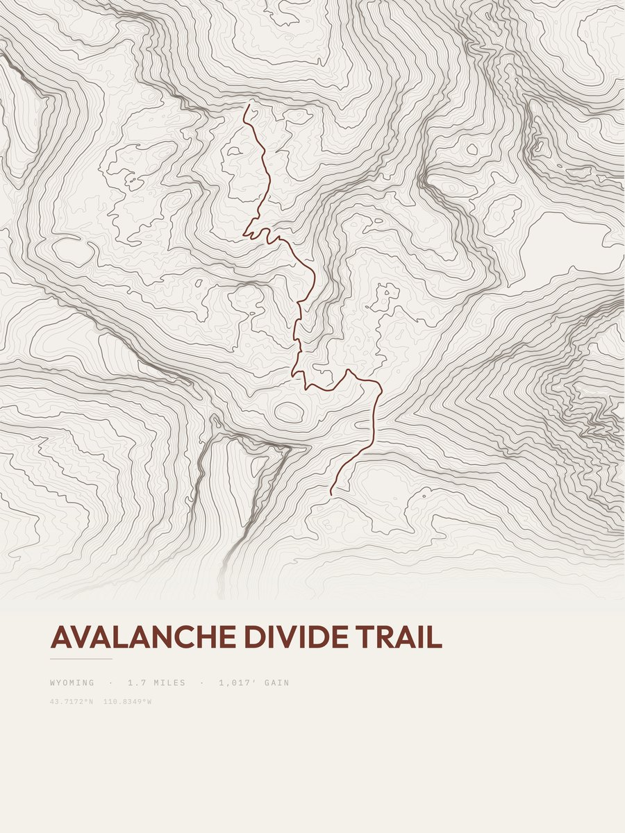 Avalanche Divide Trail Topographic print