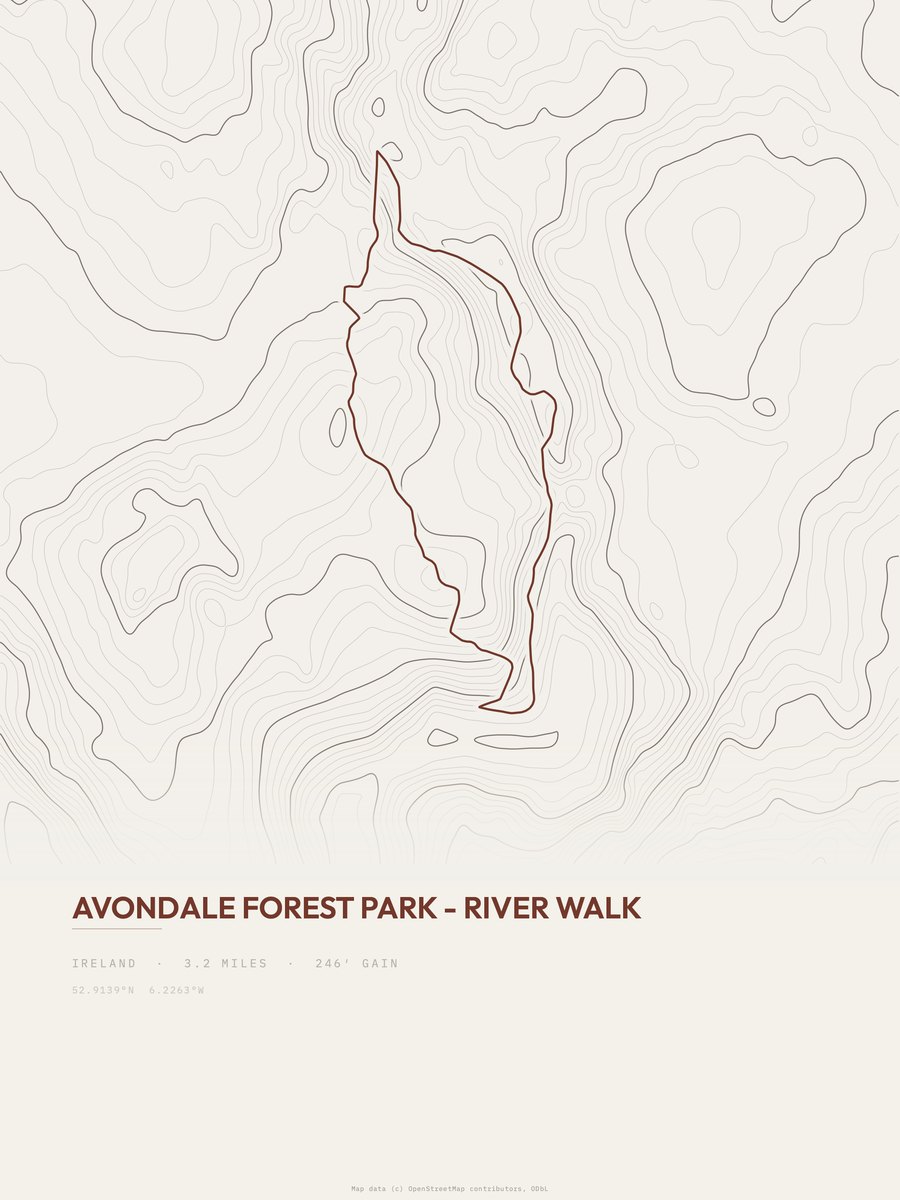 Avondale Forest Park topographic trail print