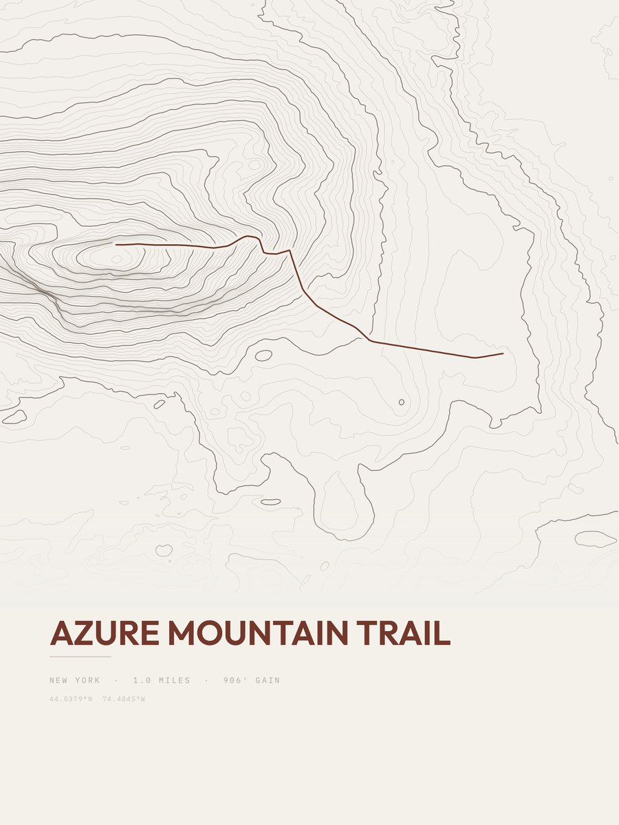 Azure Mountain Trail Topographic print