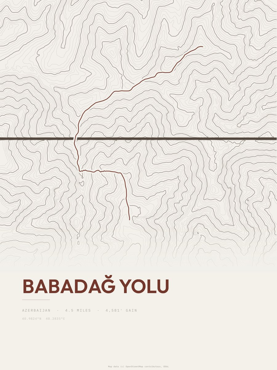 Babadağ yolu Topographic print
