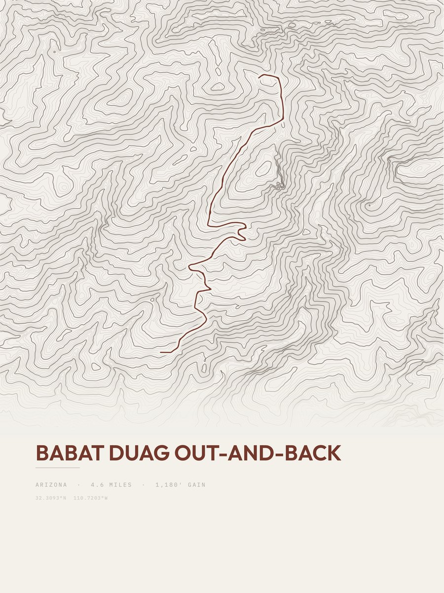 Babat Duag topographic trail print