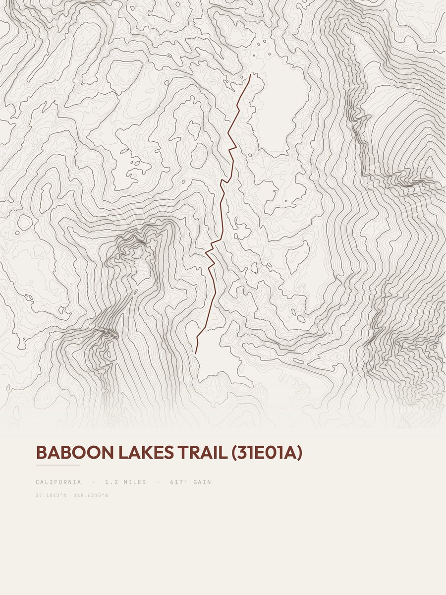 Baboon Lakes Trail (31E01A) topographic trail print