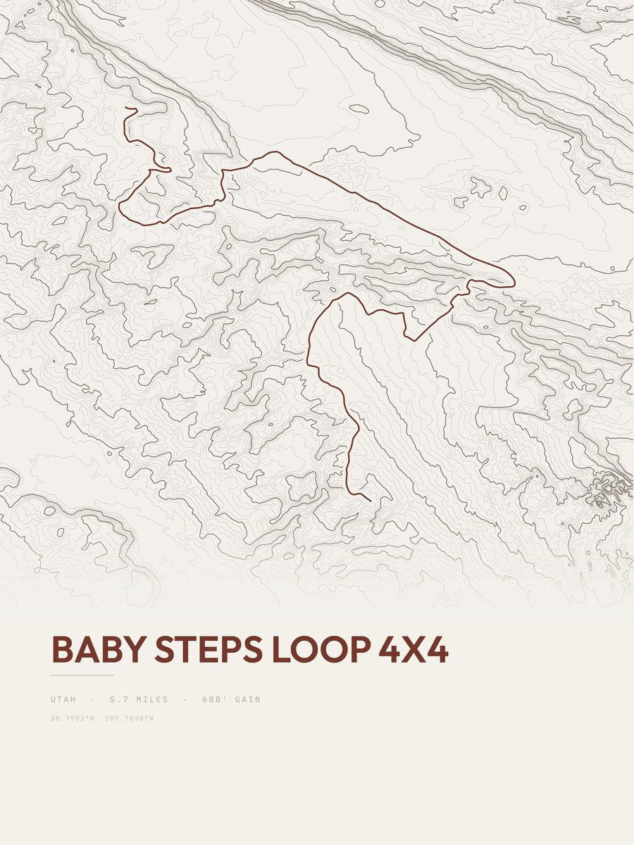 Baby Steps Loop 4x4 Topographic print