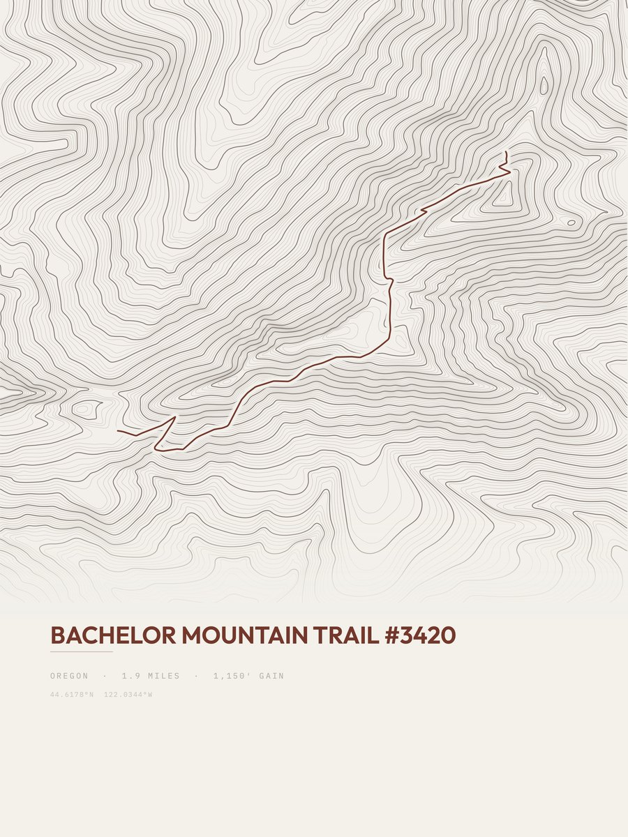 Bachelor Mountain Trail Topographic print