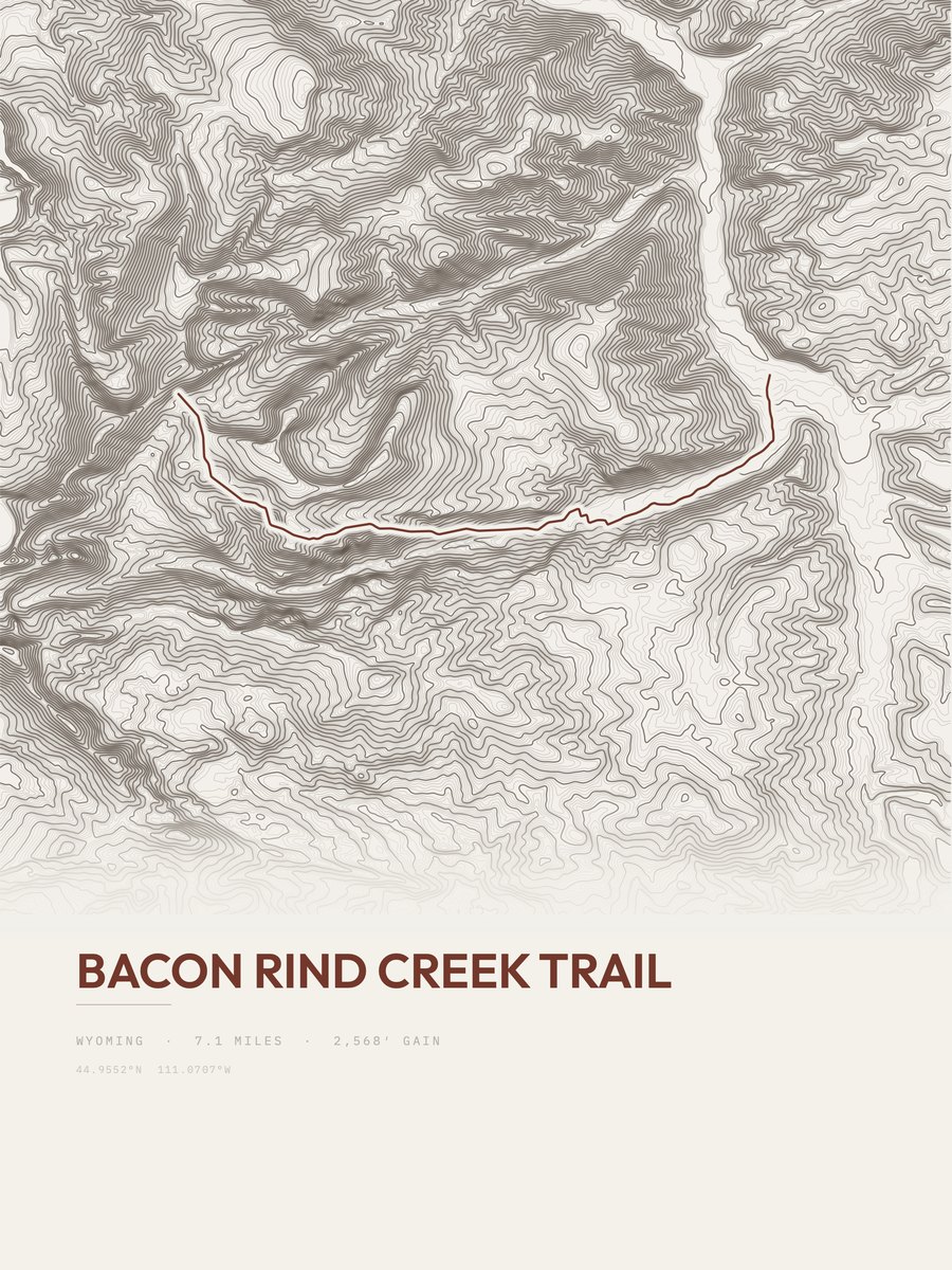 Bacon Rind Creek Trail Topographic print