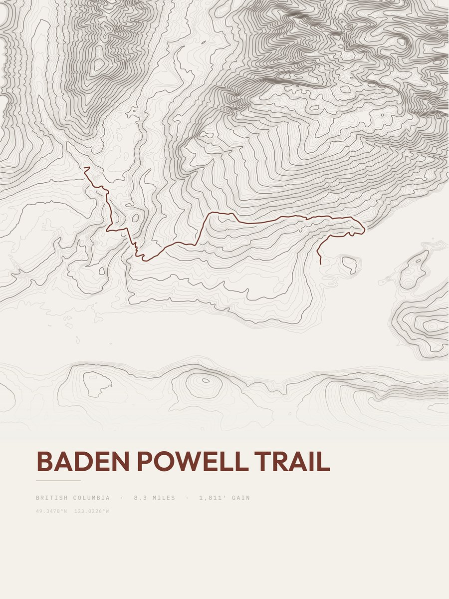 Baden Powell Trail topographic trail print