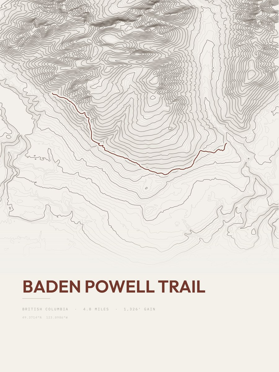 Baden Powell Trail topographic trail print