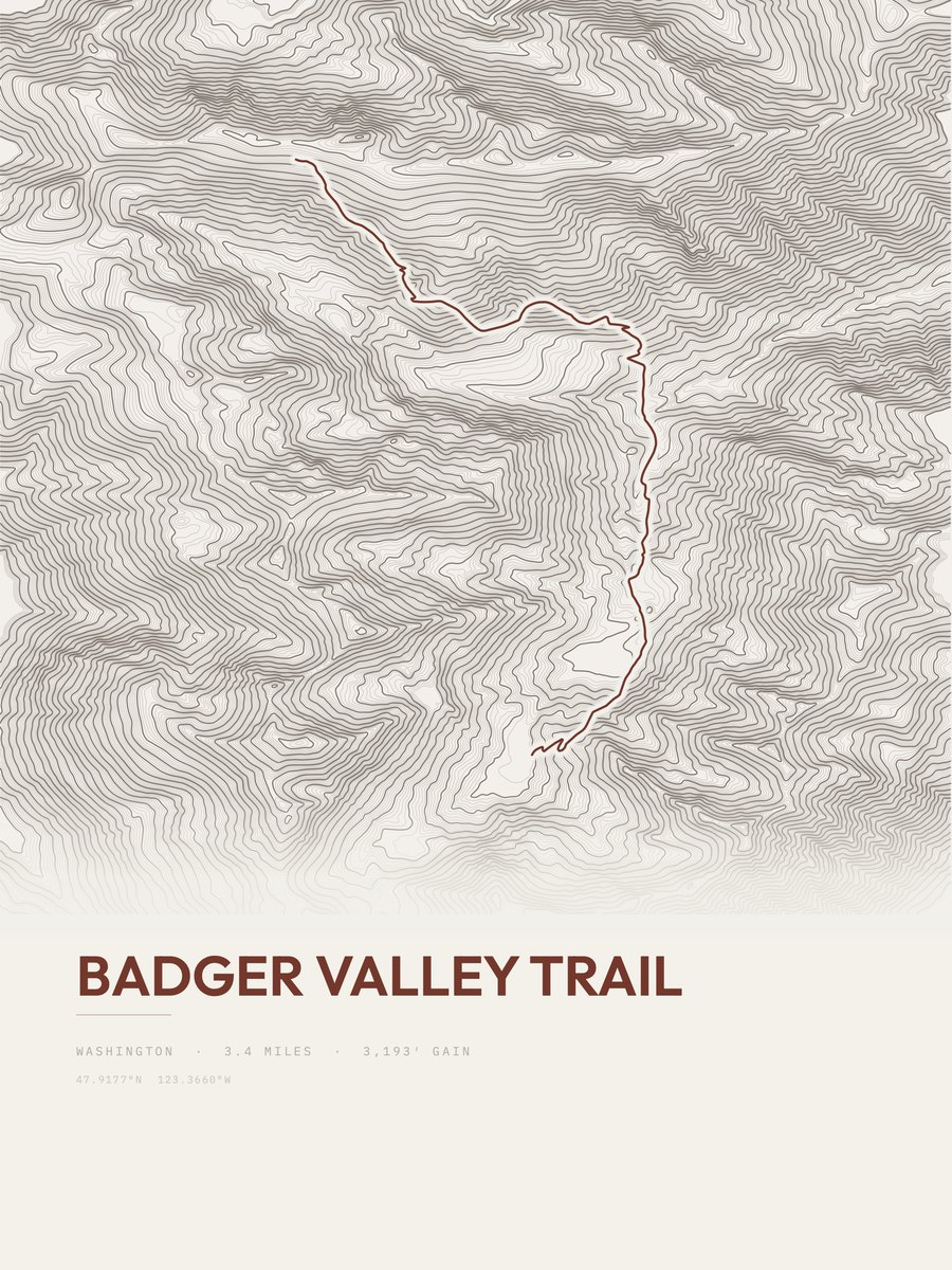 Badger Valley Trail Topographic print