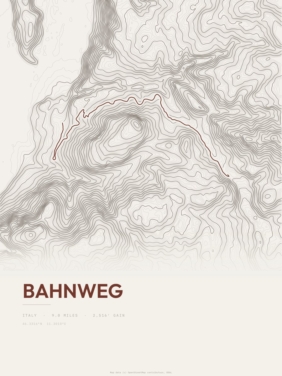 Bahnweg Topographic print