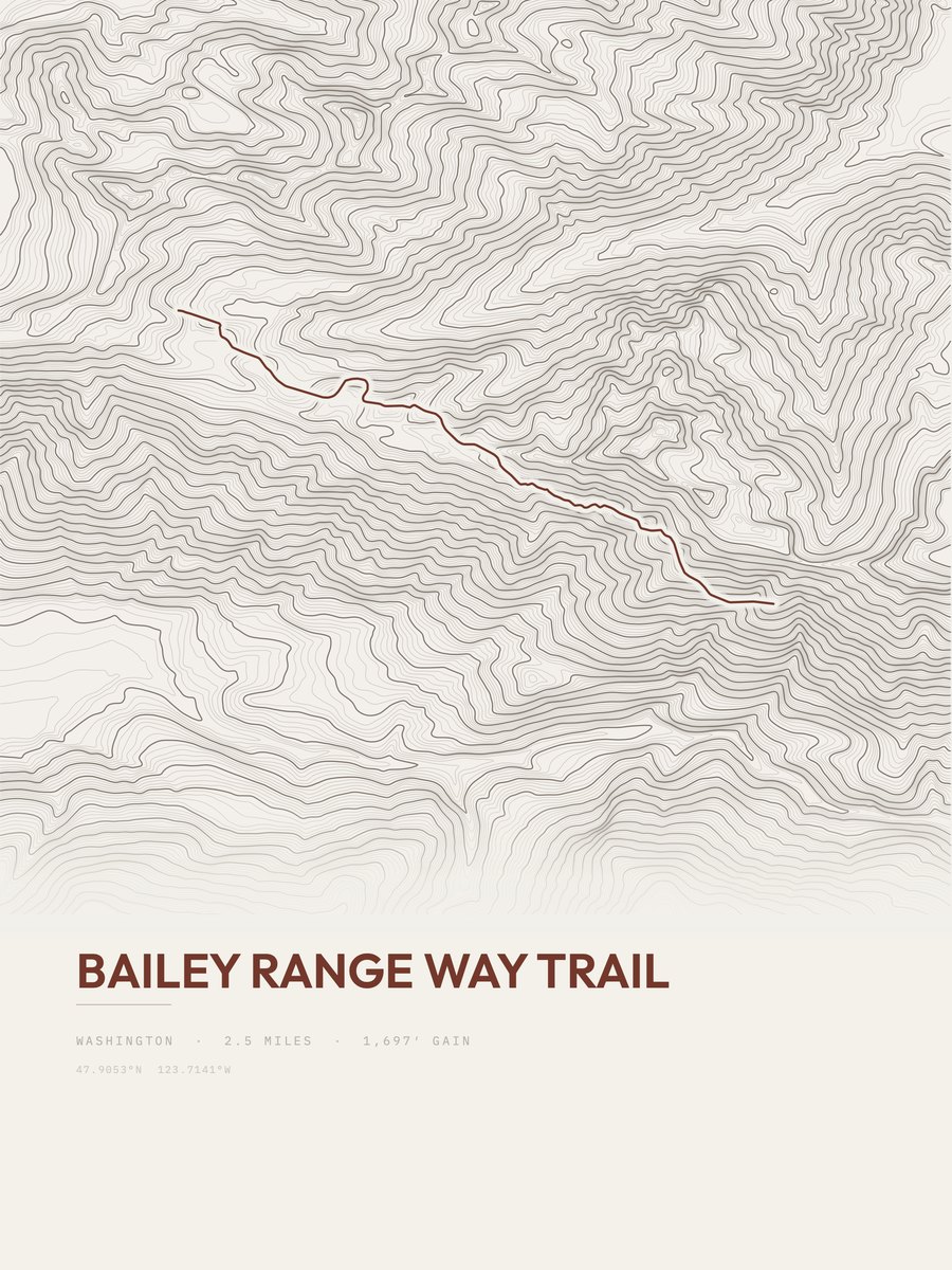 Bailey Range Way Trail Topographic print