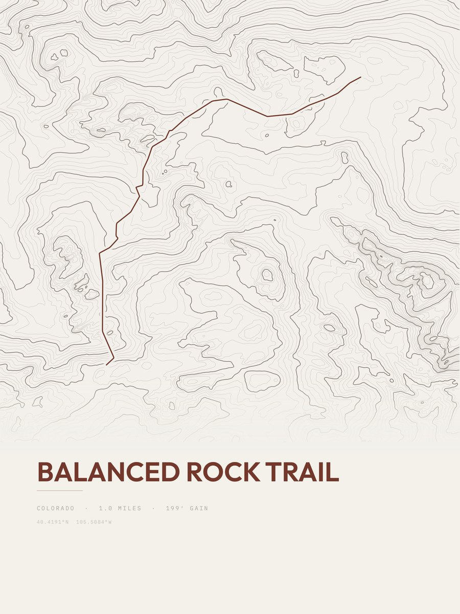 Balanced Rock Trail topographic trail print