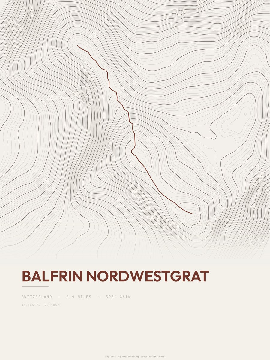 Balfrin Nordwestgrat Topographic print