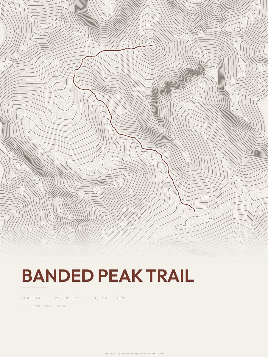Banded Peak Trail Topographic print
