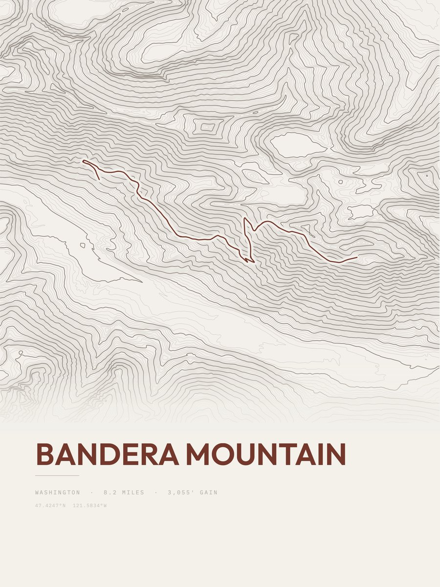 Bandera Mountain Topographic print