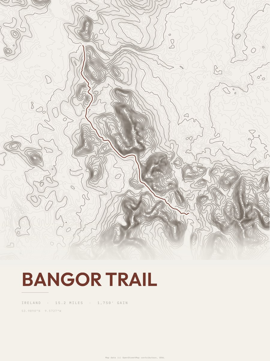 Bangor Trail Topographic print