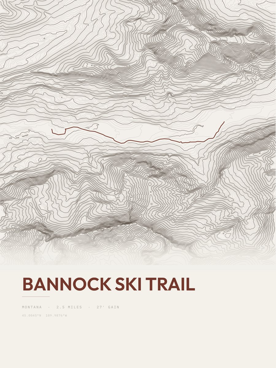 Bannock Ski Trail topographic trail print