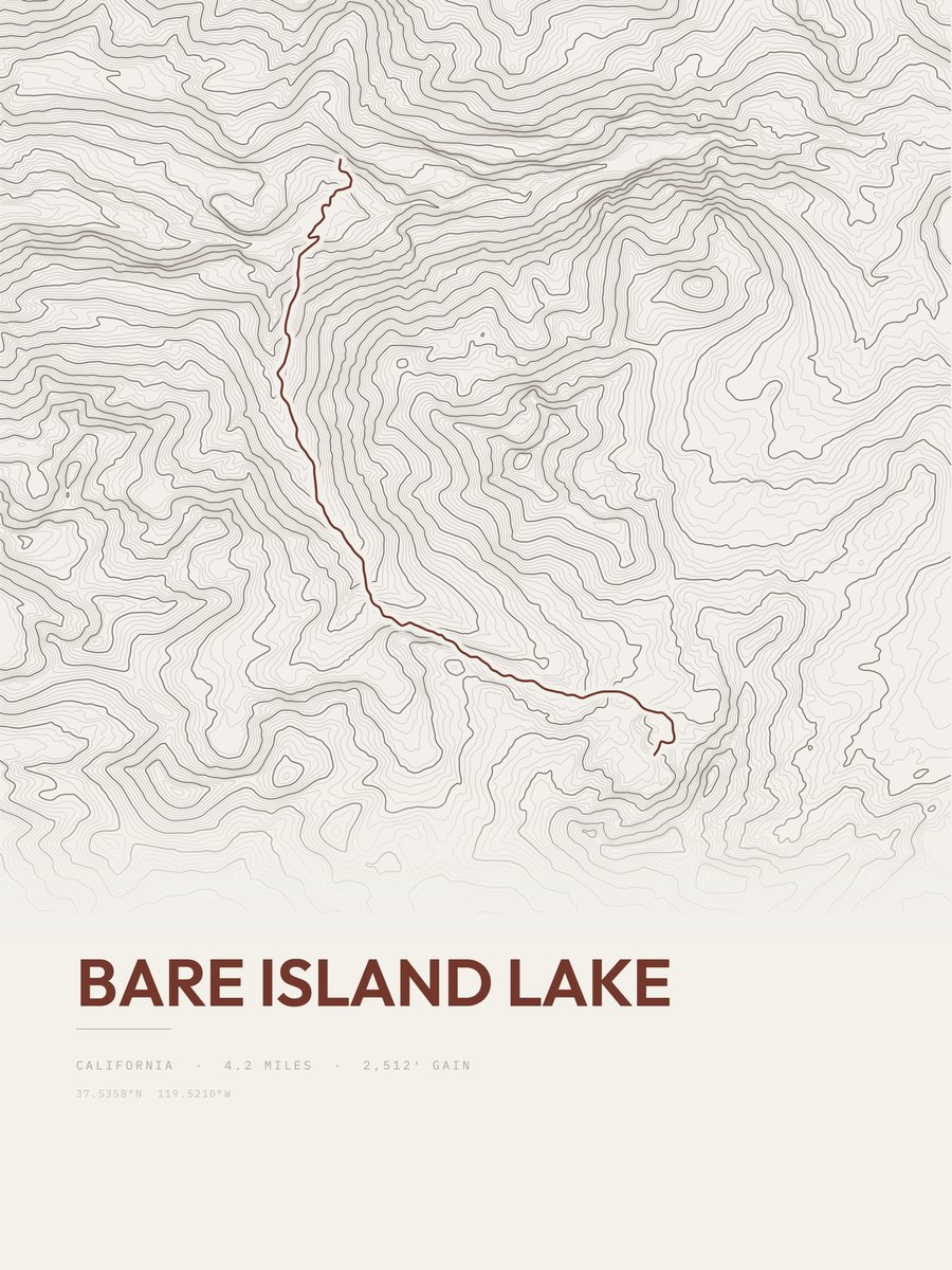 Bare Island Lake Topographic print