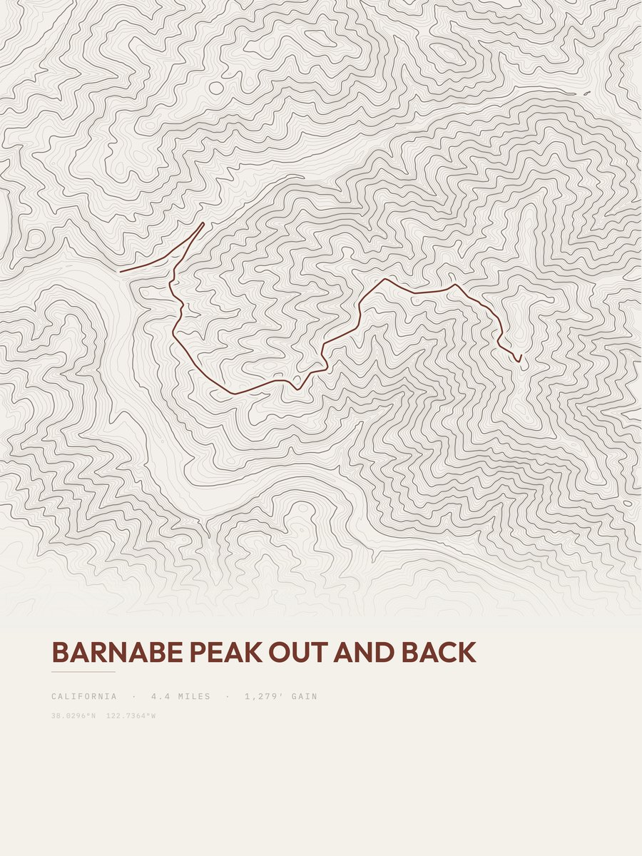 Barnabe Peak topographic trail print