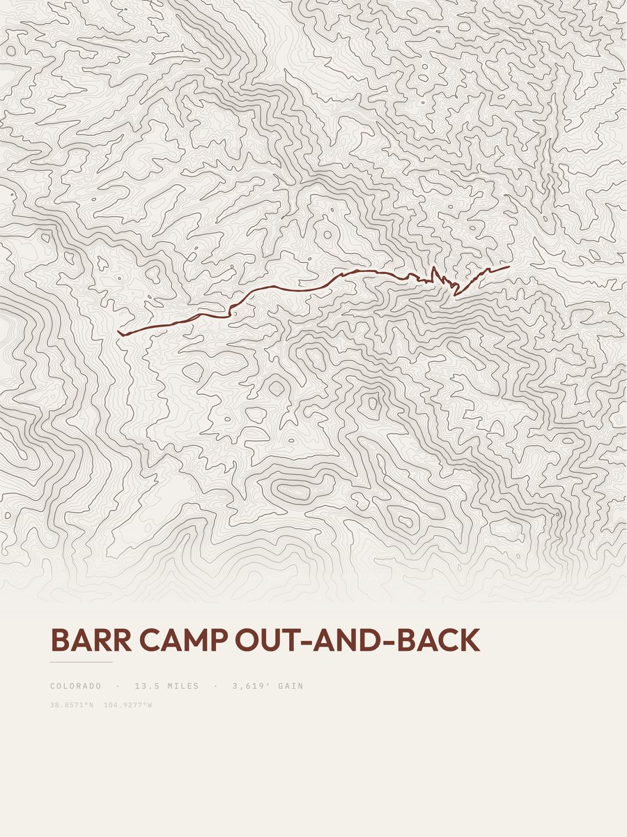 Barr Camp topographic trail print