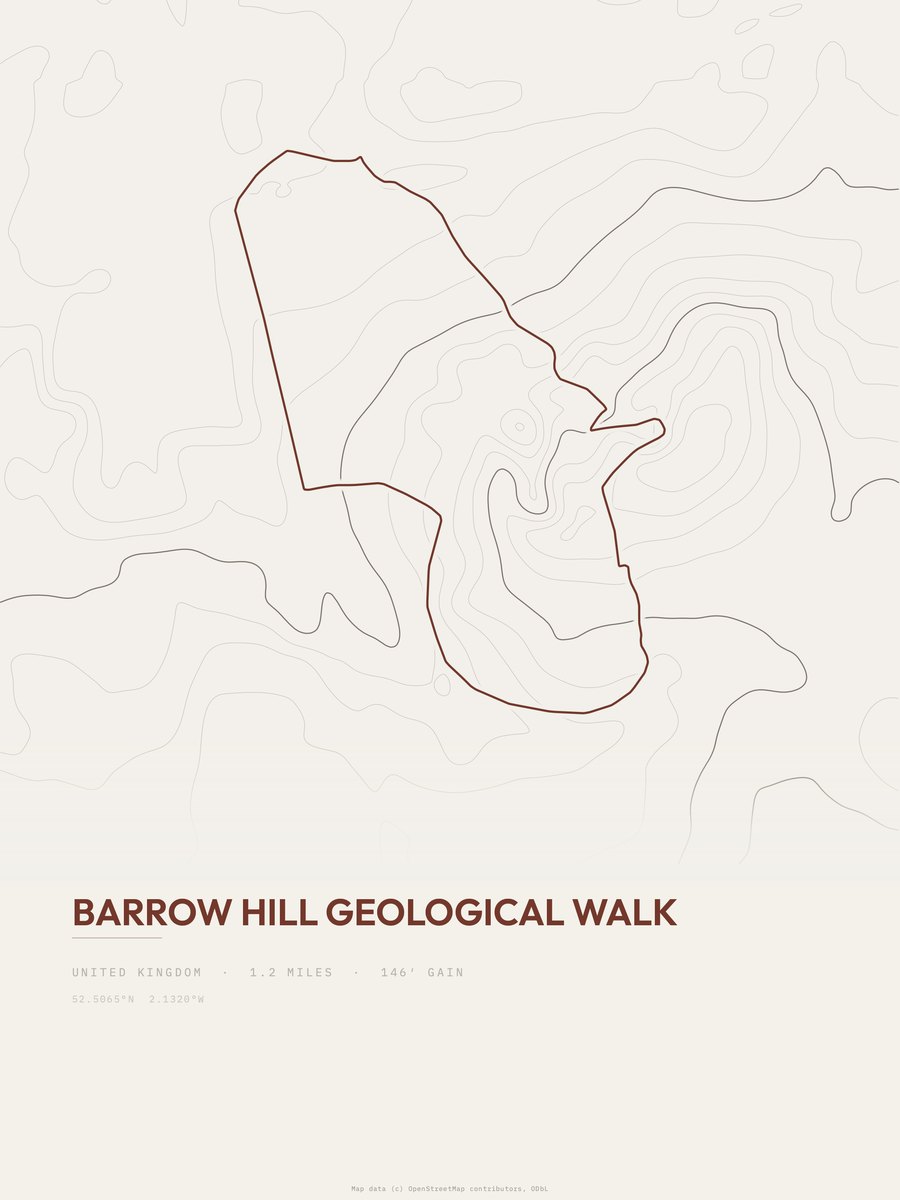 Barrow Hill Geological Walk topographic trail print