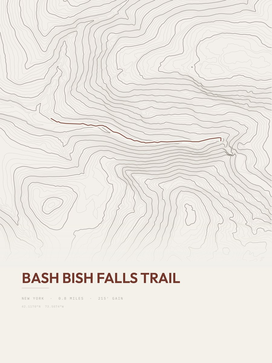 Bash Bish Falls Trail topographic trail print