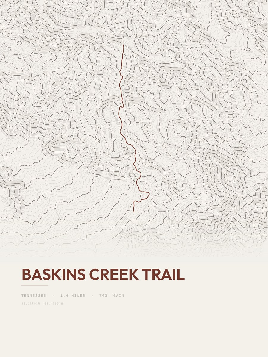 Baskins Creek Trail Topographic print