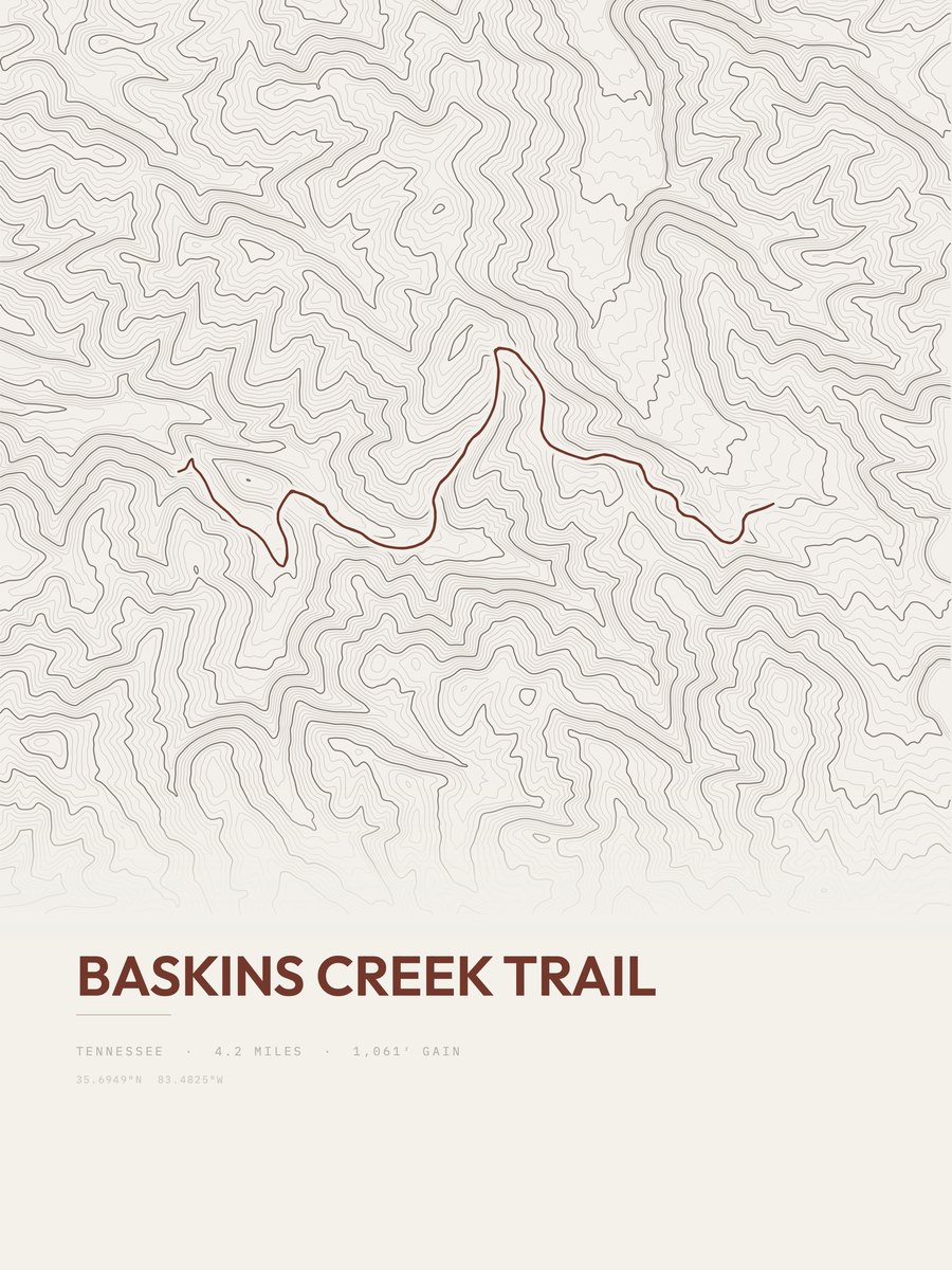 Baskins Creek Trail Topographic print