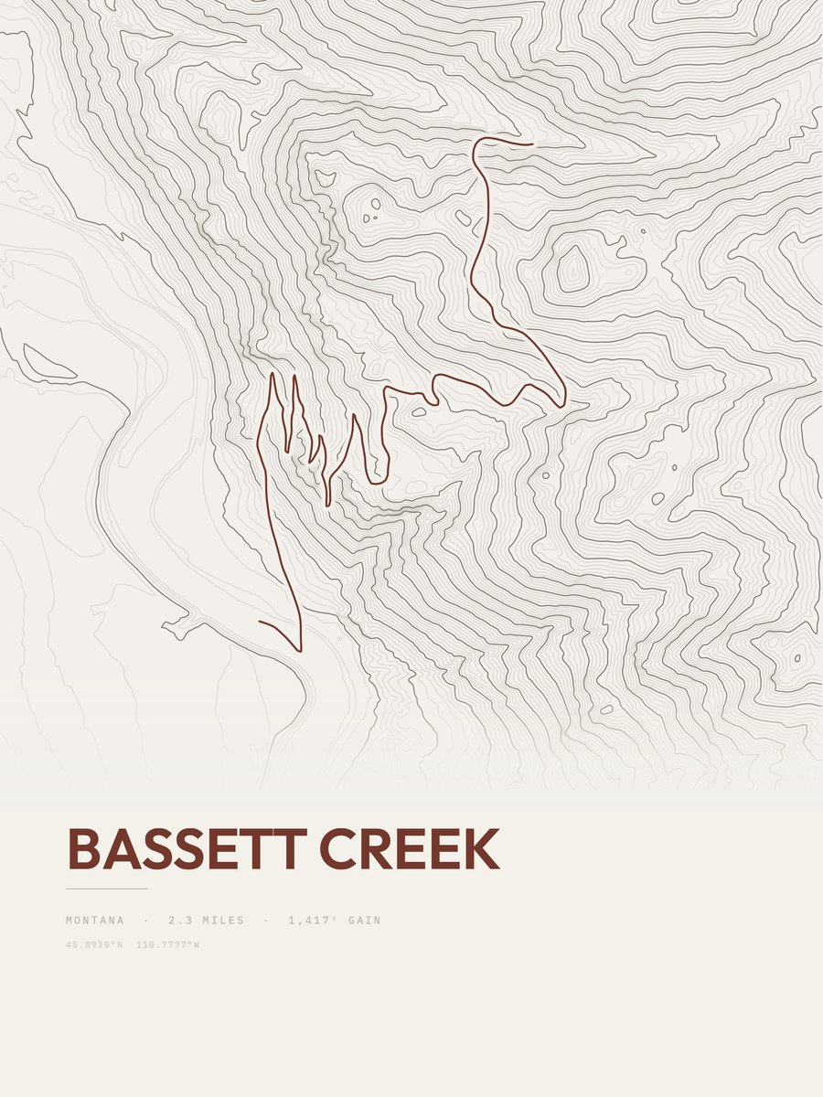 Bassett Creek Topographic print