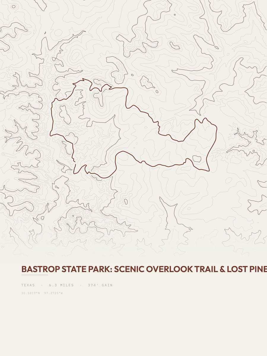 Bastrop State Park Topographic print
