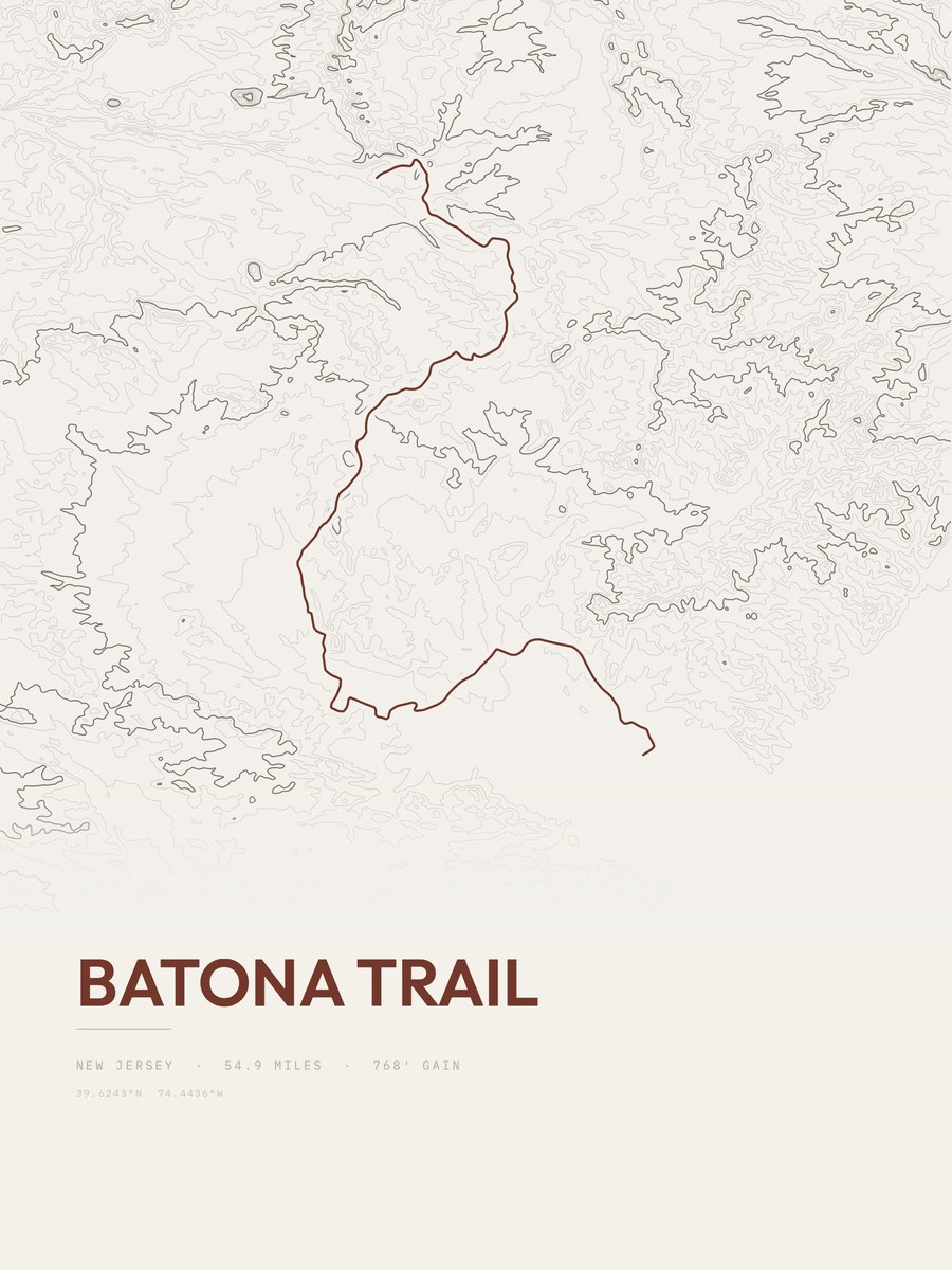 Batona Trail topographic trail print