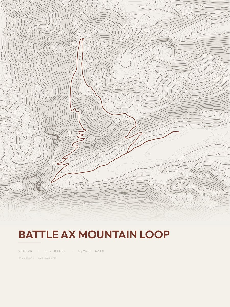 Battle Ax Mountain Loop Topographic print