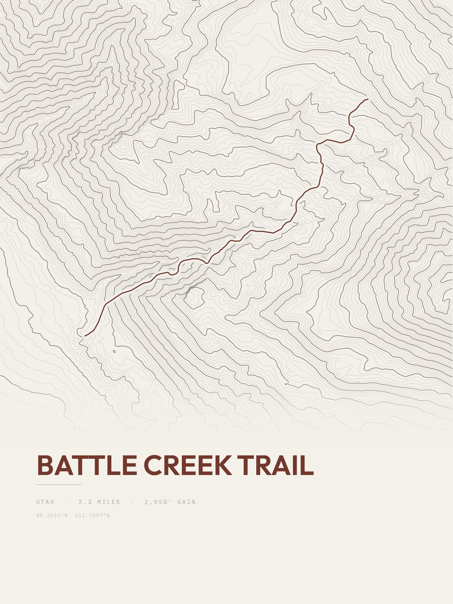 Battle Creek Trail Topographic print