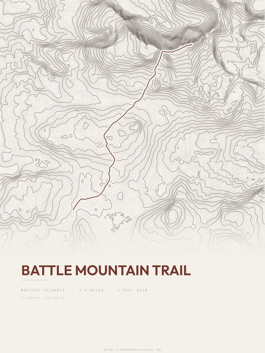Battle Mountain Trail Topographic print