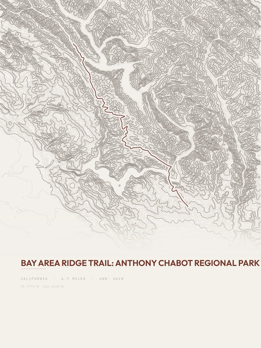 Bay Area Ridge Trail Topographic print