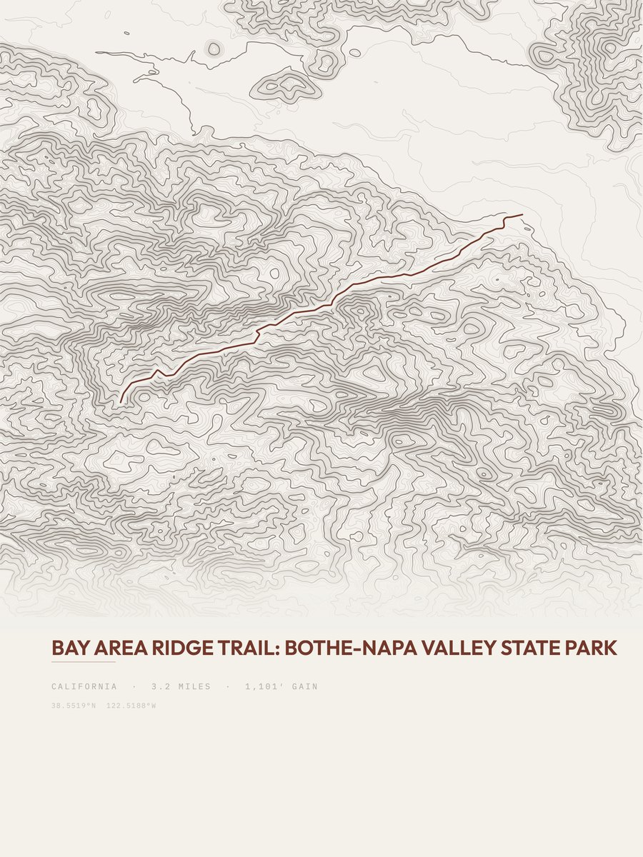 Bay Area Ridge Trail Topographic print