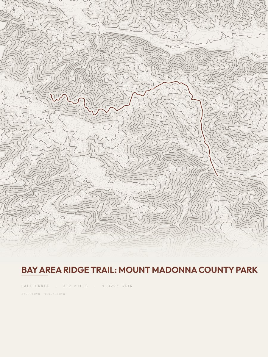 Bay Area Ridge Trail Topographic print