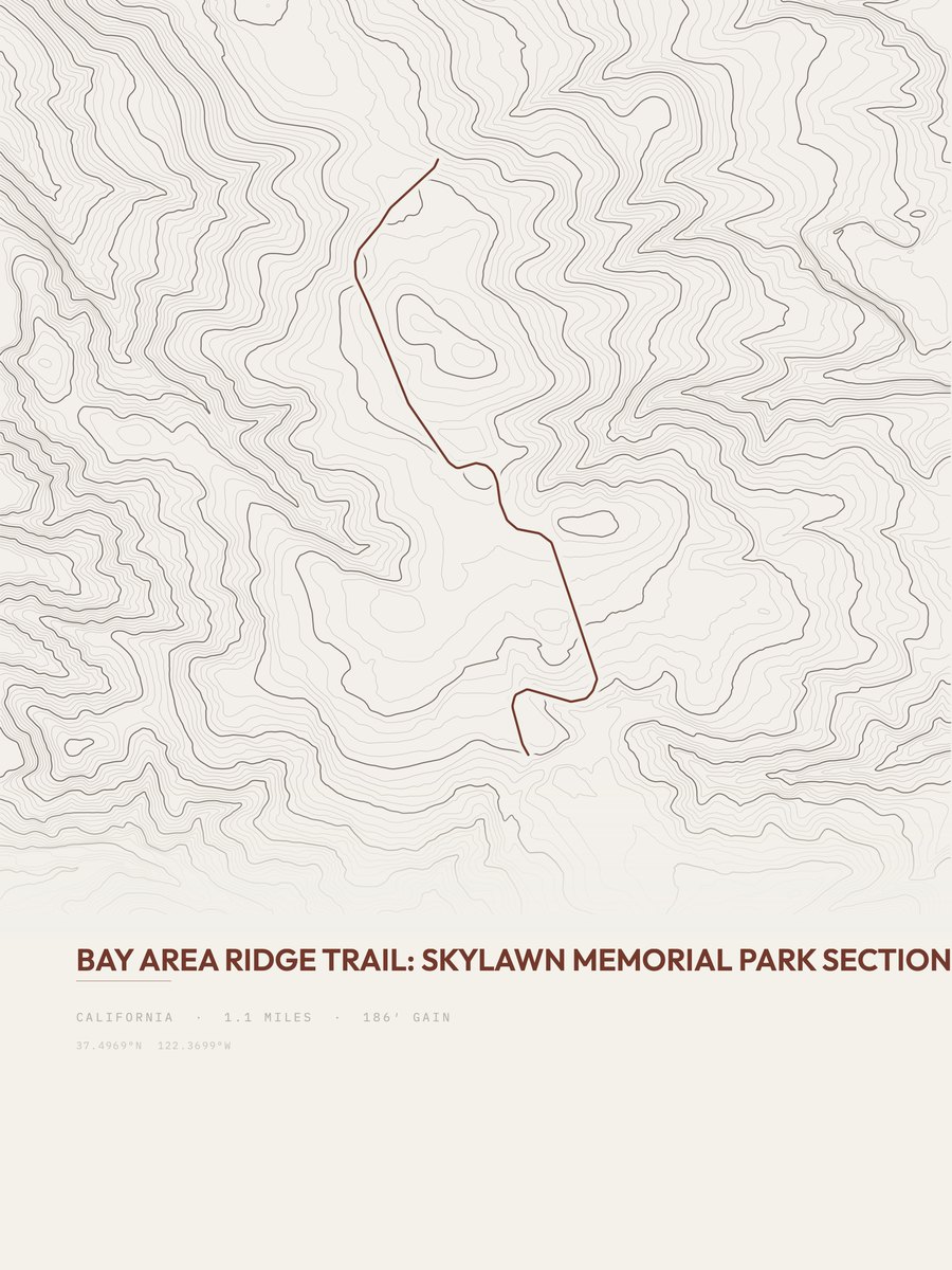 Bay Area Ridge Trail Topographic print