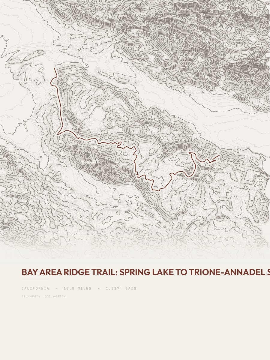 Bay Area Ridge Trail Topographic print