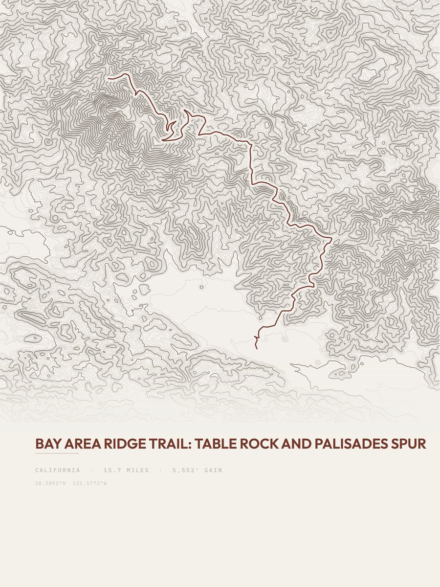 Bay Area Ridge Trail topographic trail print