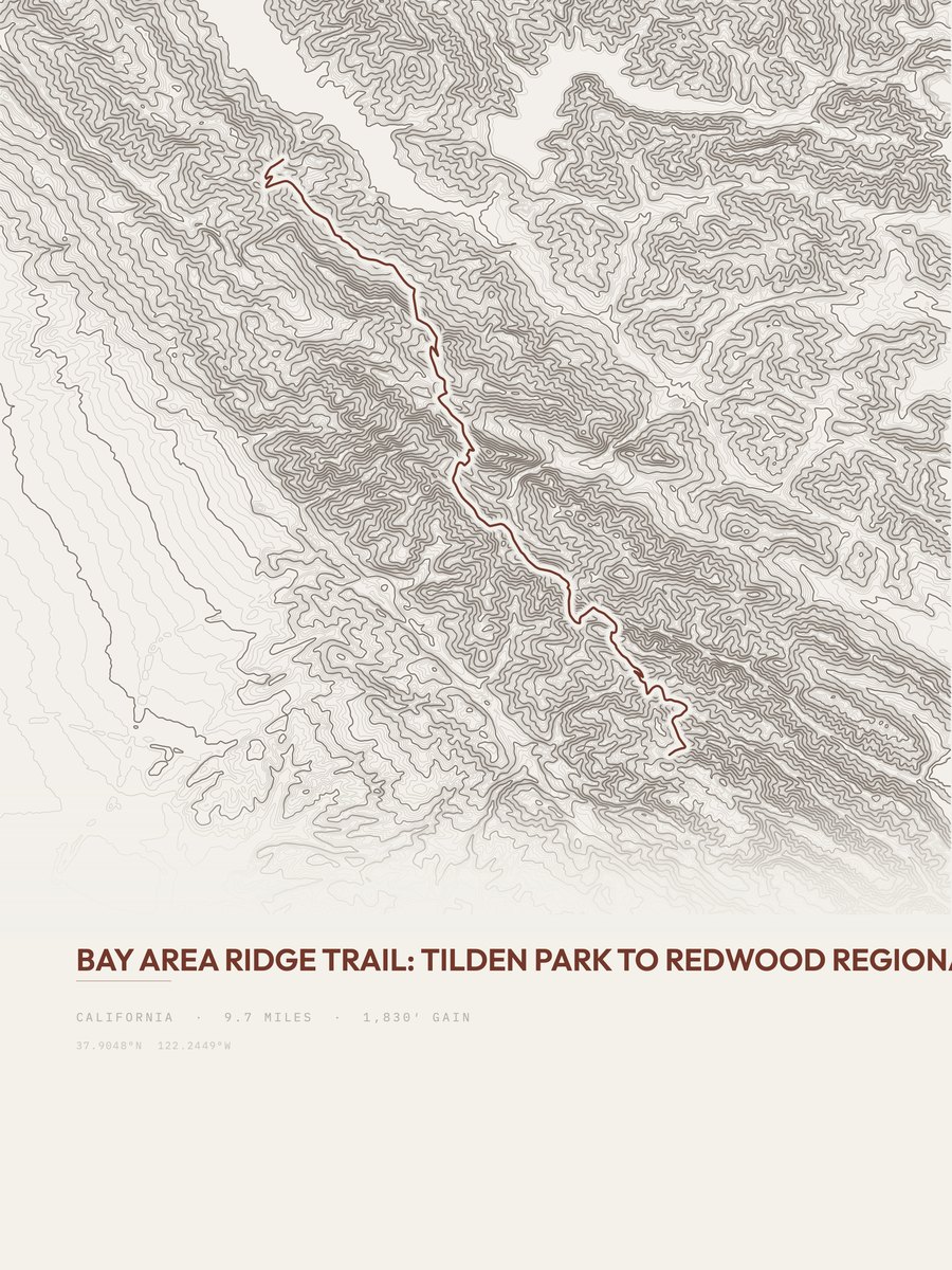 Bay Area Ridge Trail Topographic print