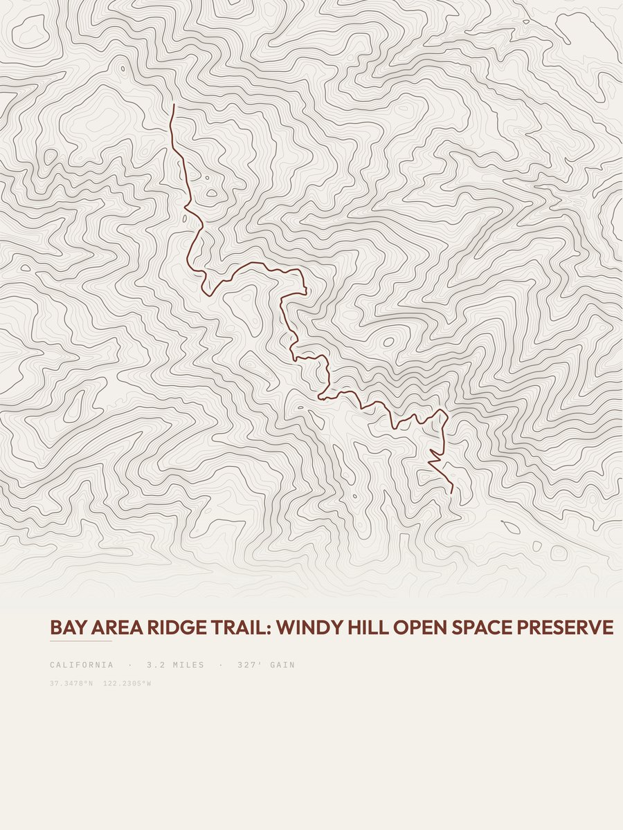Bay Area Ridge Trail topographic trail print