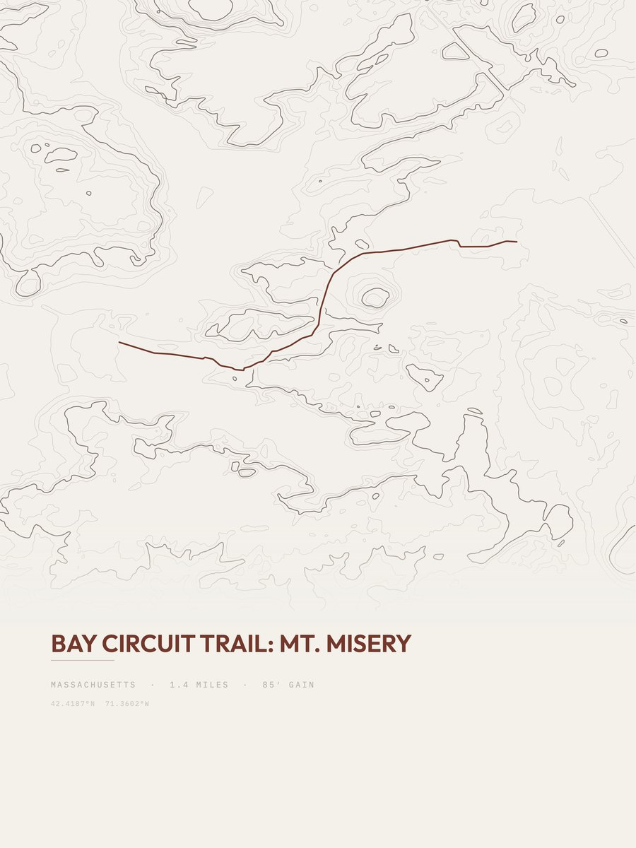 Bay Circuit Trail topographic trail print